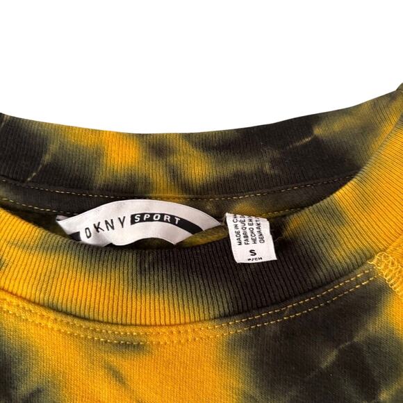 DKNY Sport Yellow Black Tie-Dye Logo Sweatshirt Small NWT - Picture 7 of 9